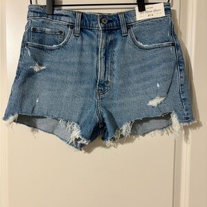 Abercrombie & Fitch Blue Jean Shorts Distressed Frayed Hem
